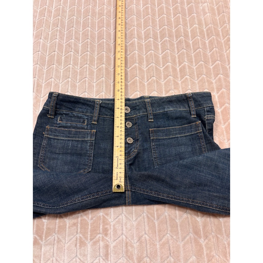 American Eagle Wide Leg Dark Wash Jeans Button Fly Patch Pockets Size 12 - Picture 3 of 12